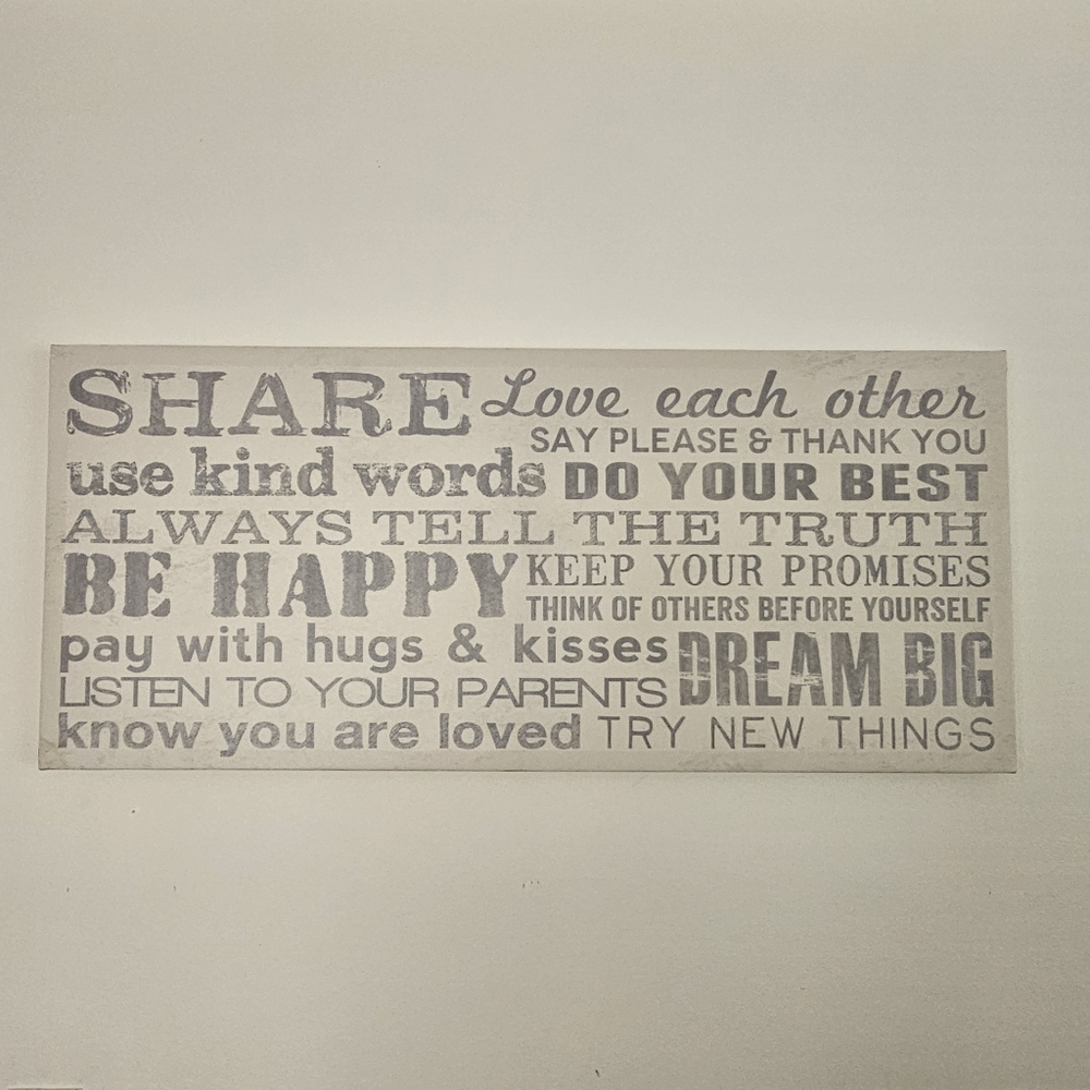 Canvas Wall Art – Inspirational Family Rules Quote – 35.5" x 15.5"
